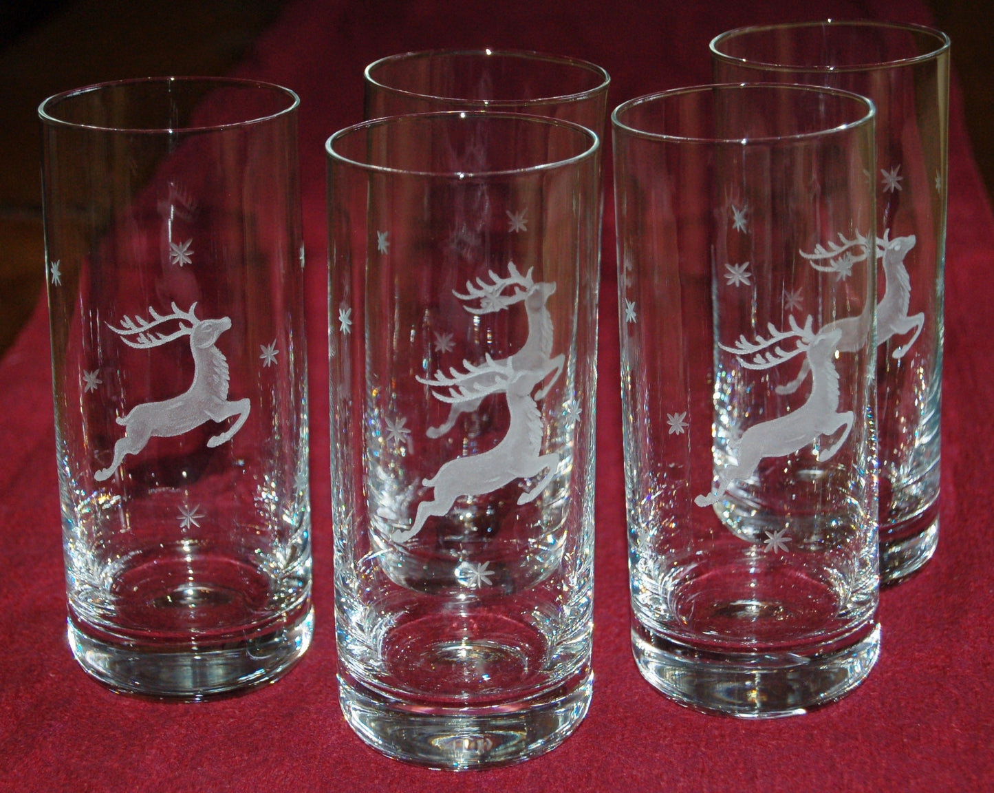 2x Longdrinkglas | Gravur Rentier | Handmade | Handgraviert