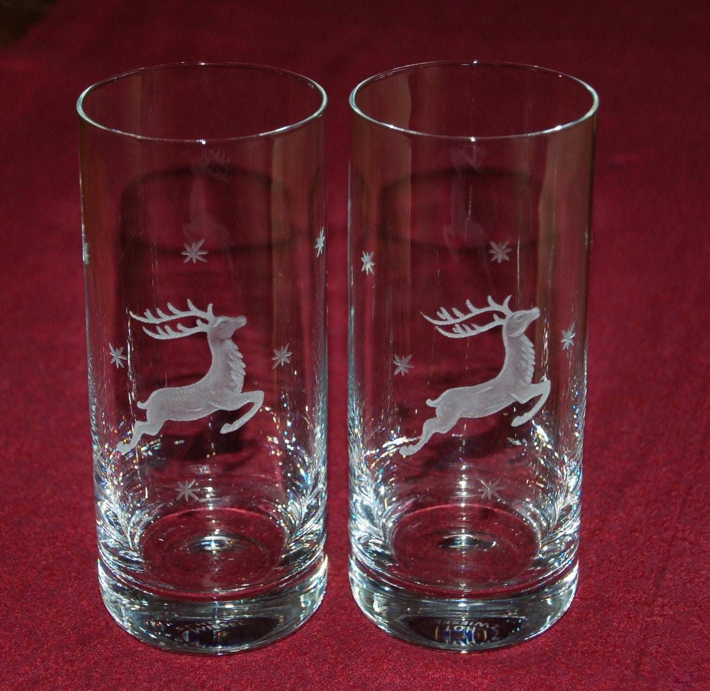 2x Longdrinkglas | Gravur Rentier | Handmade | Handgraviert