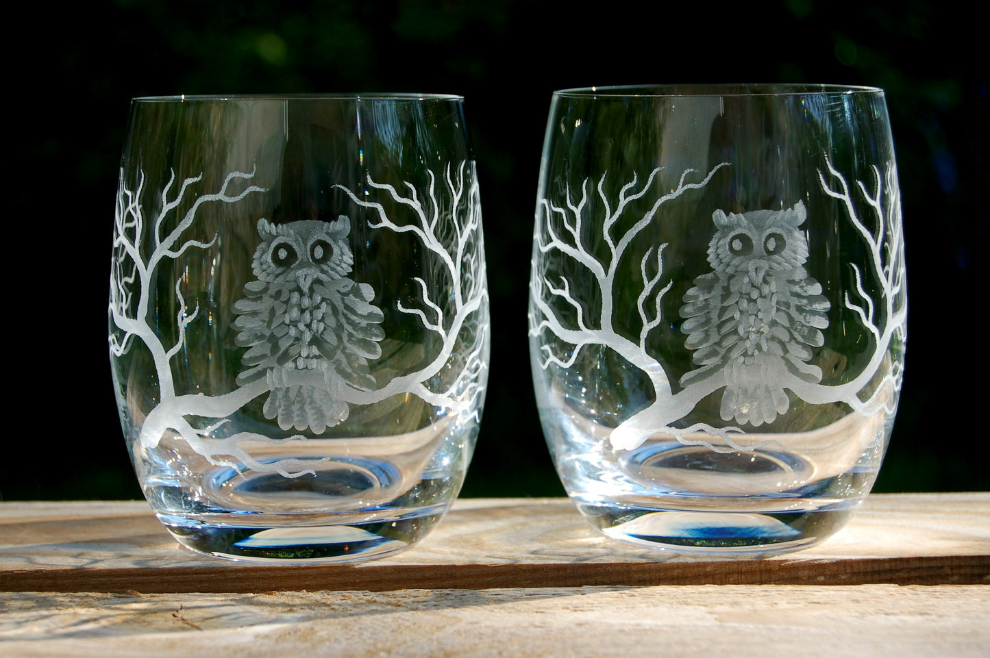 1x Whiskeyglas | Gravur Eule | Handmade | Handgraviert - Glasschleiferei Weber