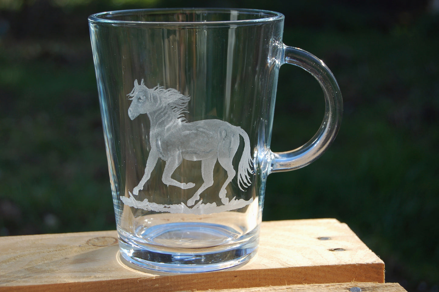 1x Teeglas | Gravur Pferd | Handmade | Handgraviert - Glasschleiferei Weber