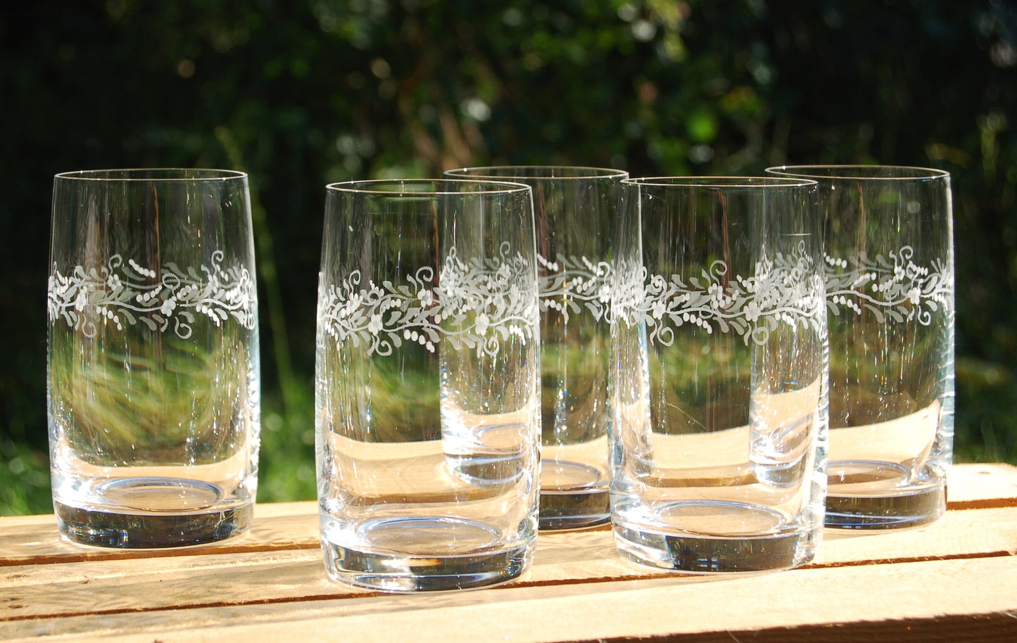 1x Trinkglas | Gravur Blumenranke | Handmade | Glasgravur - Glasschleiferei Weber