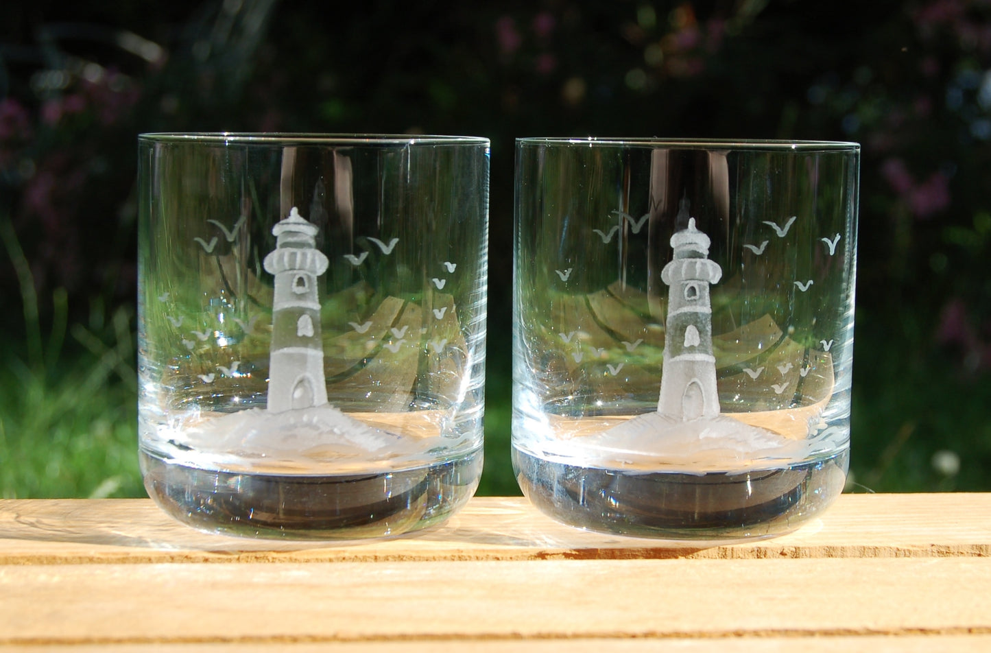 1x Whiskeyglas | Gravur Leuchtturm | Handmade | Handgraviert - Glasschleiferei Weber