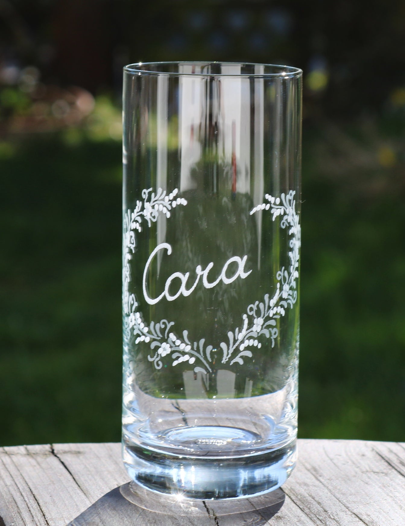 1x Longdrinkglas | Gravur Blumenranke | Handmade | Handgraviert - Glasschleiferei Weber