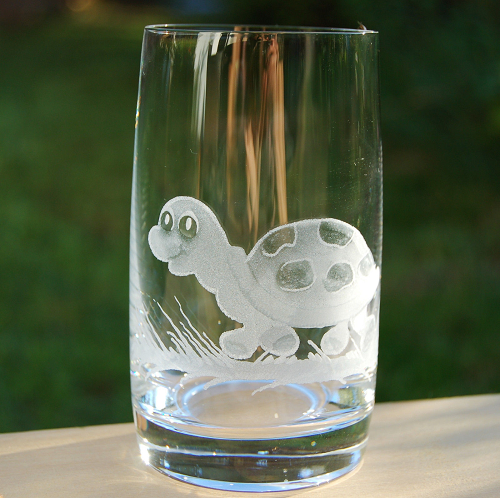1x Trinkglas | Gravur Schildkröte | Handmade | Handgraviert