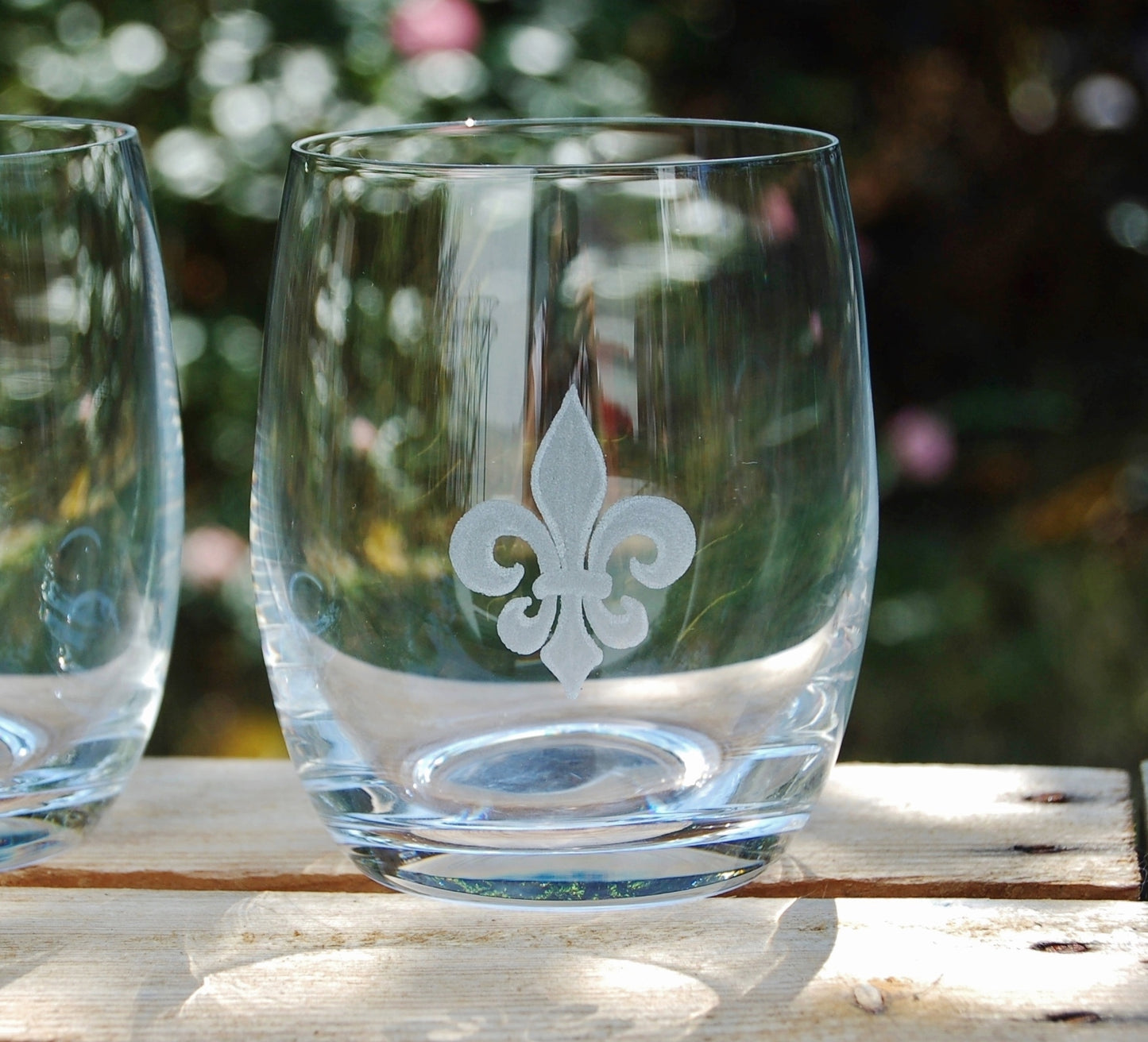 Whiskeyglas/ Wasserglas | Gravur Französische Lilie | Handmade | Handgraviert - Glasschleiferei Weber