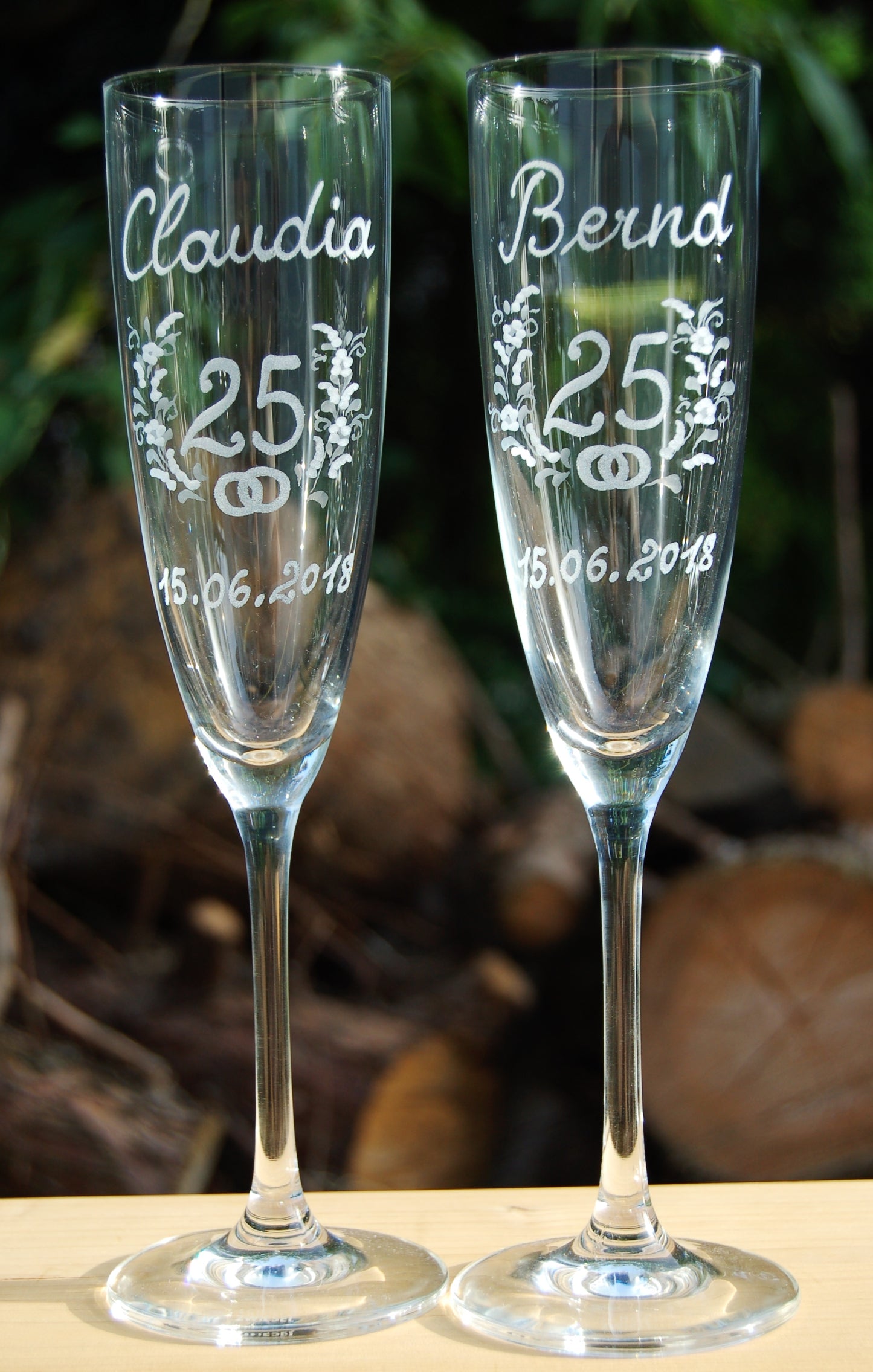 2x Sektglas | Gravur Silberhochzeit | Handmade | Handgraviert
