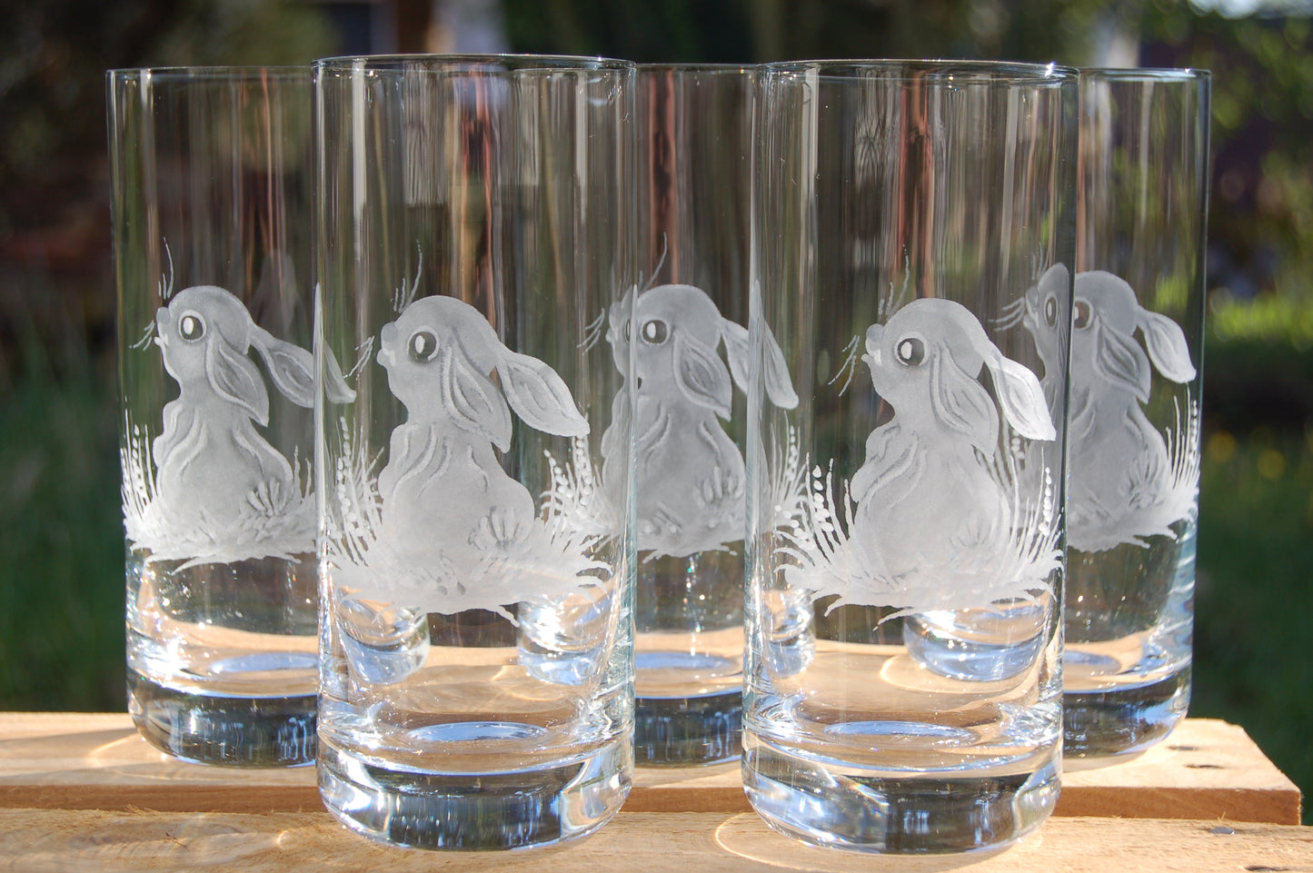 1x Longdrinkglas | Gravur Hase | Handmade | Handgraviert