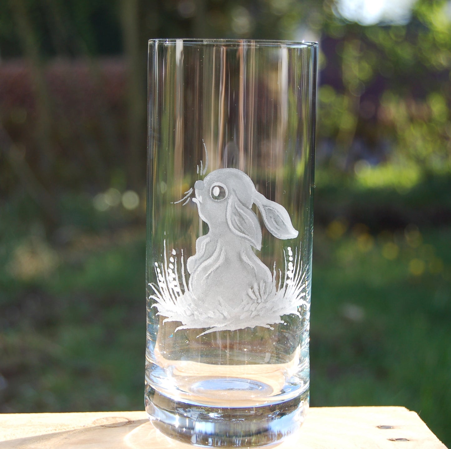 1x Longdrinkglas | Gravur Hase | Handmade | Handgraviert